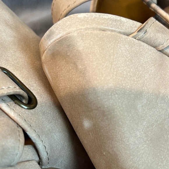 Qupid Beige Peep Toe Bootie with Ankle Strap - Picture 5 of 10